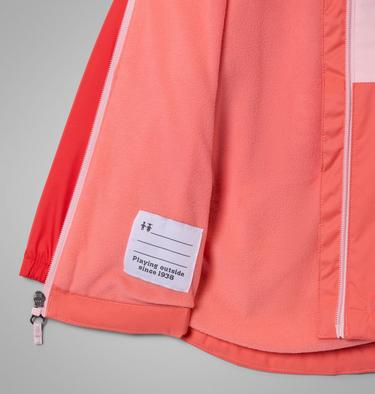 Girls' Toddler Rainy Trails III Fleece Lined Jacket, Color: Hot Coral, Satin Pink, Poppy Red, image 3