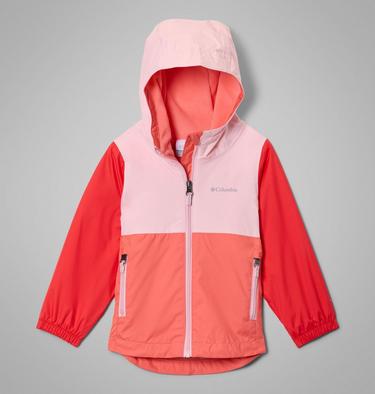 Girls' Toddler Rainy Trails III Fleece Lined Jacket, Color: Hot Coral, Satin Pink, Poppy Red, image 1