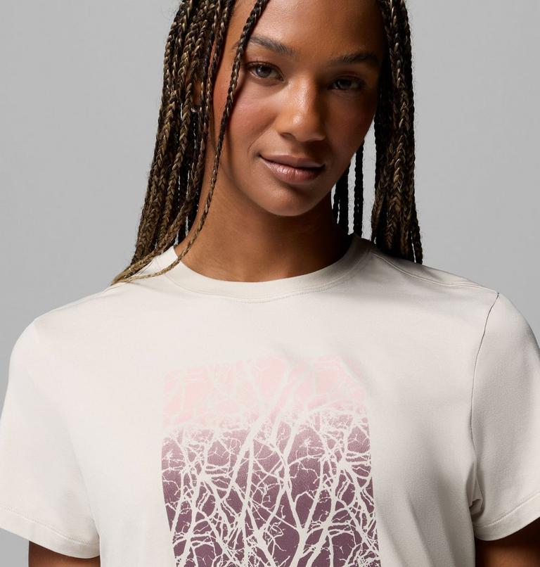 Women's Parsons Point Technical Graphic T-Shirt, Color: Dark Stone Heather, Treescape, image 5