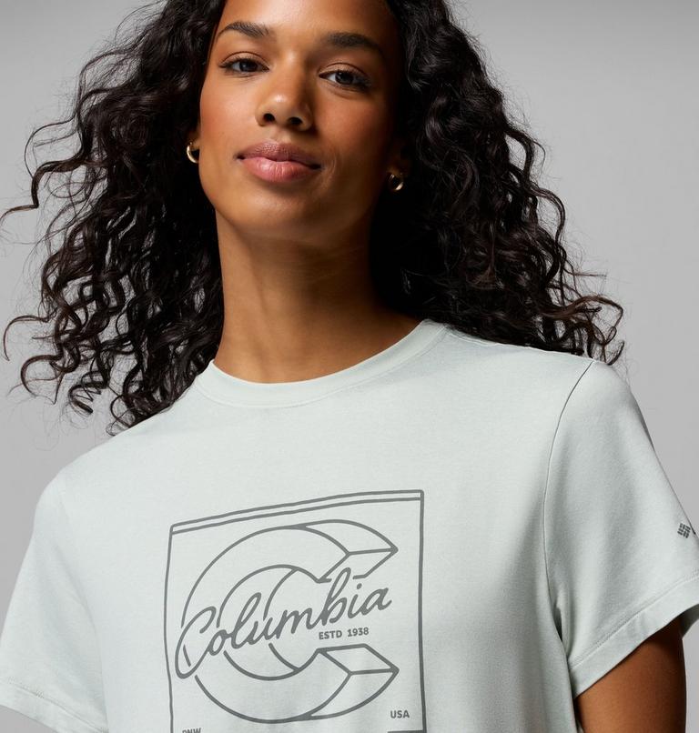 Women's Parsons Point Technical Graphic T-Shirt, Color: Tea Light Heather, Branded Block, image 5