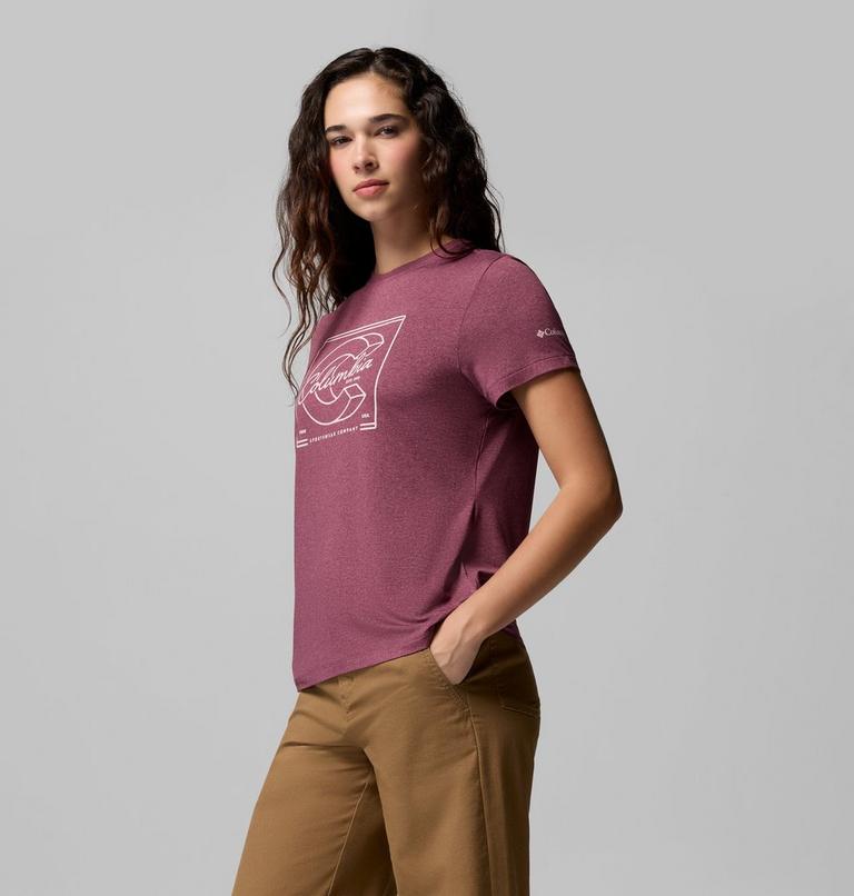 Women's Parsons Point Technical Graphic T-Shirt, Color: Antique Mauve Heather, Branded Block, image 4