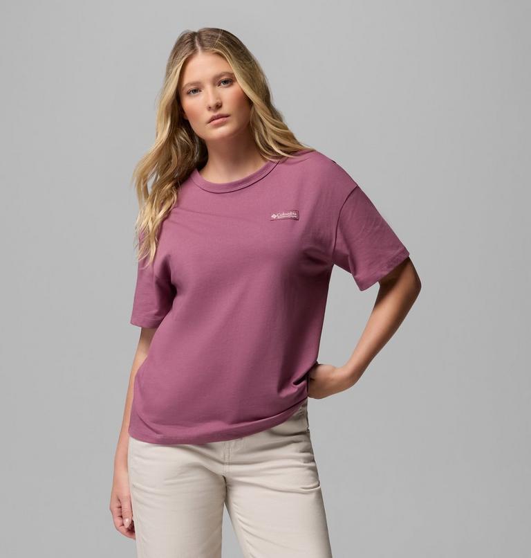 Women's CSC Heavyweight Graphic T-Shirt, Color: Antique Mauve, Linear Hillscape, image 3