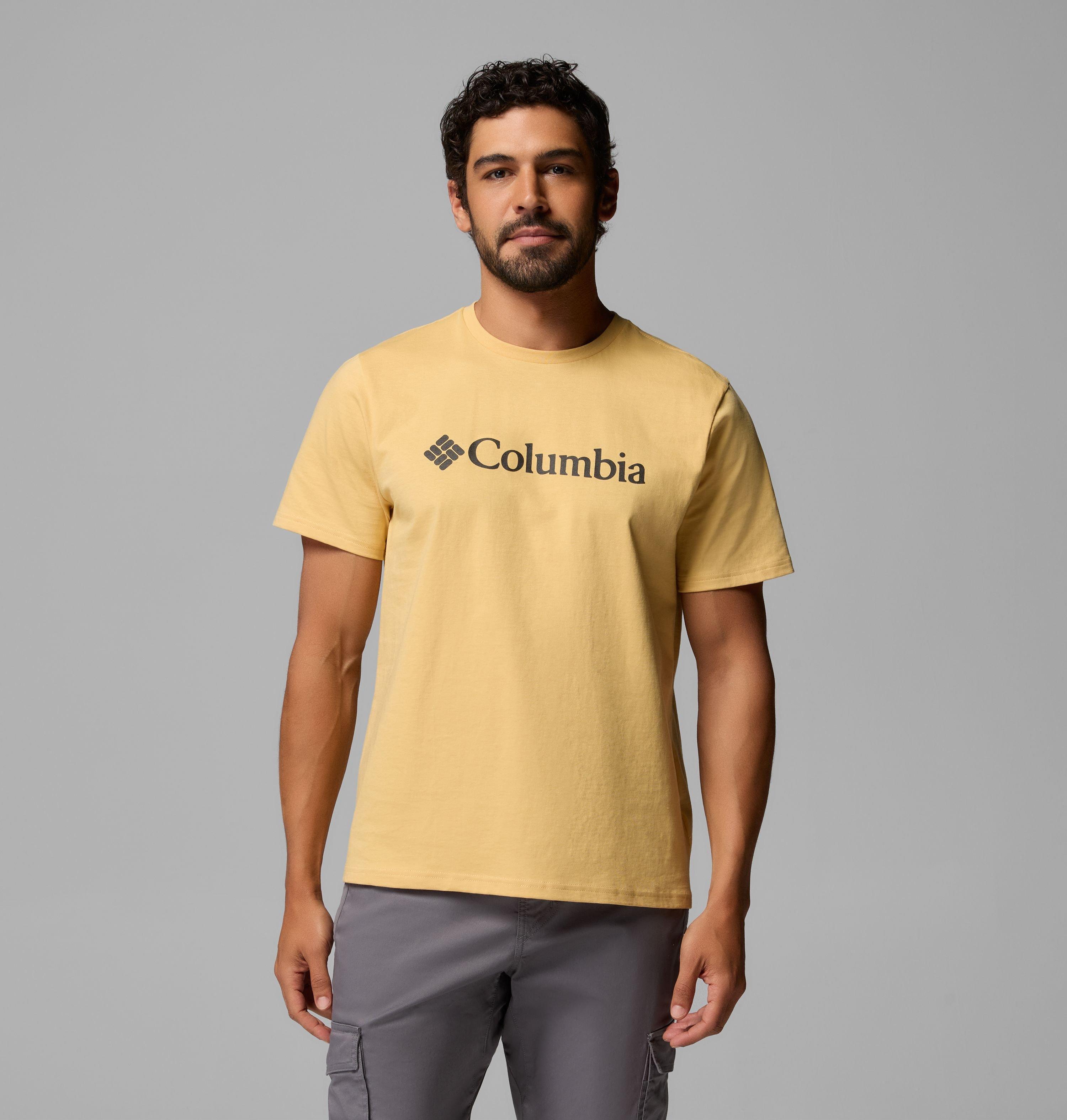Columbia Sportswear Men's Yellow Columbia - Csc Basic Logo™ Organic Cotton T-Shirt - Sand Dune, Gem Columbia Large