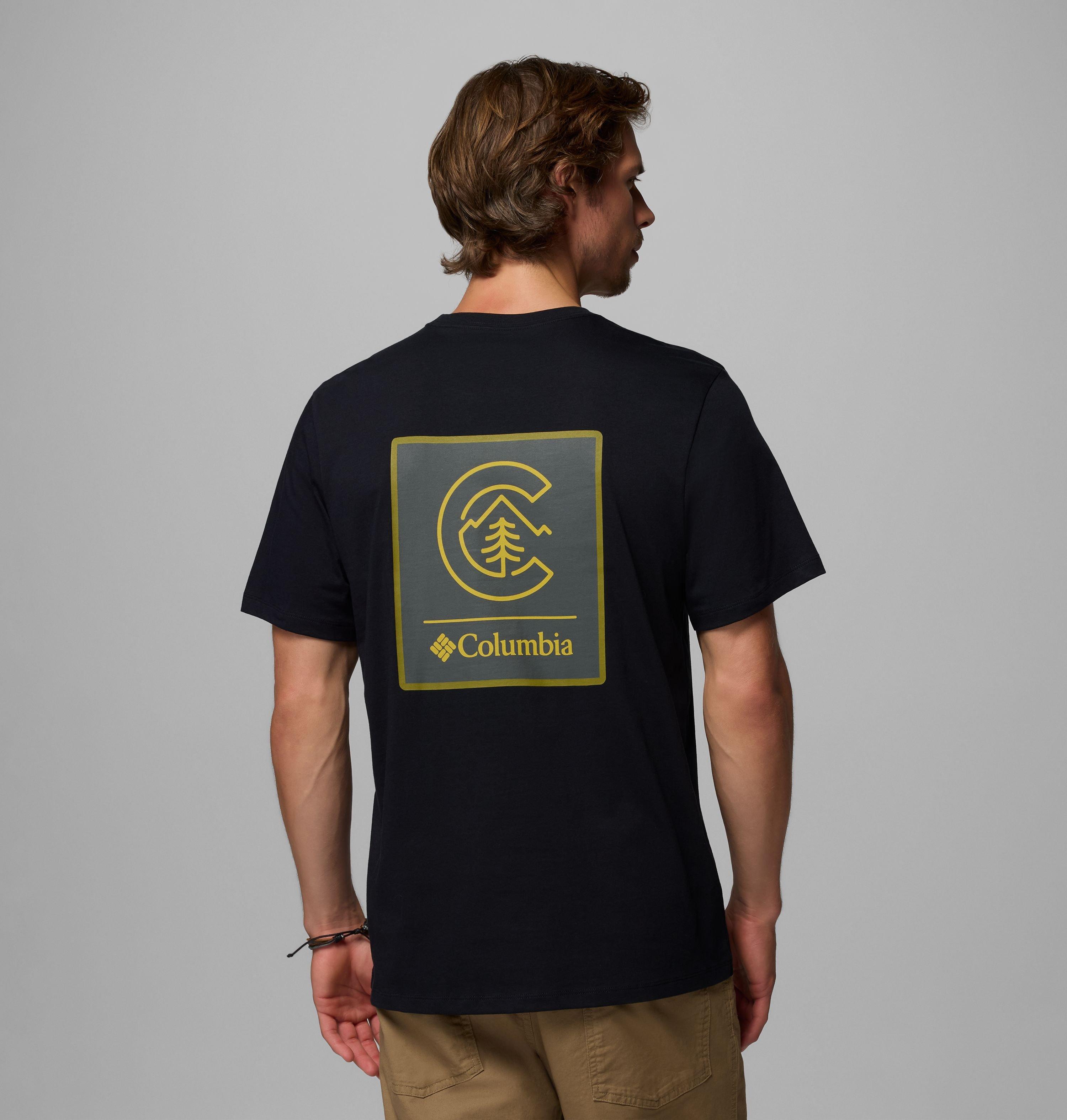 Columbia Sportswear Men's Black Columbia - Csc™ Logo Organic Cotton T-Shirt - Linework C Badge Medium