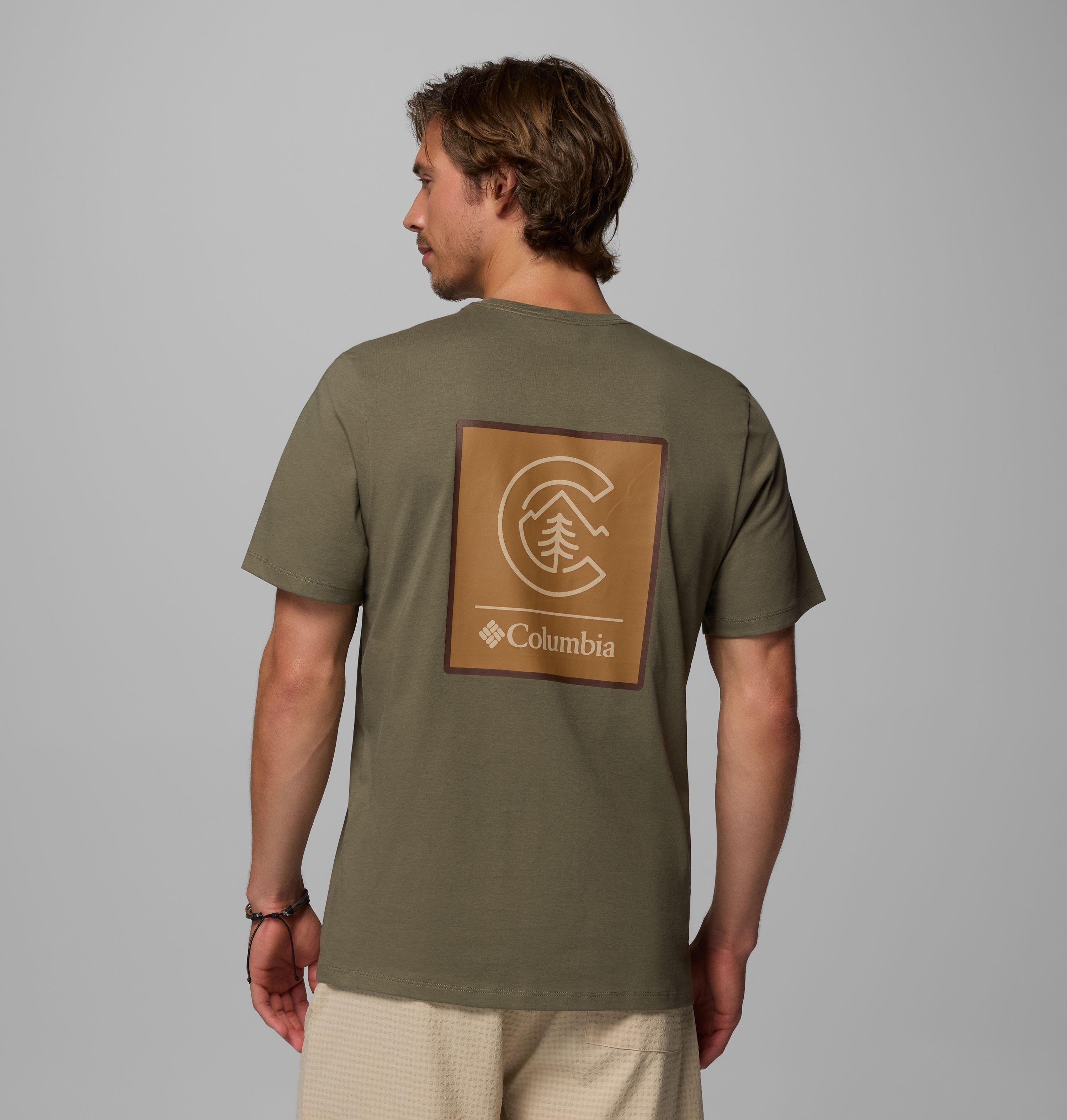 Columbia Sportswear Men's Green Columbia - Csc™ Logo Organic Cotton T-Shirt - Stone Linework C Badge Medium