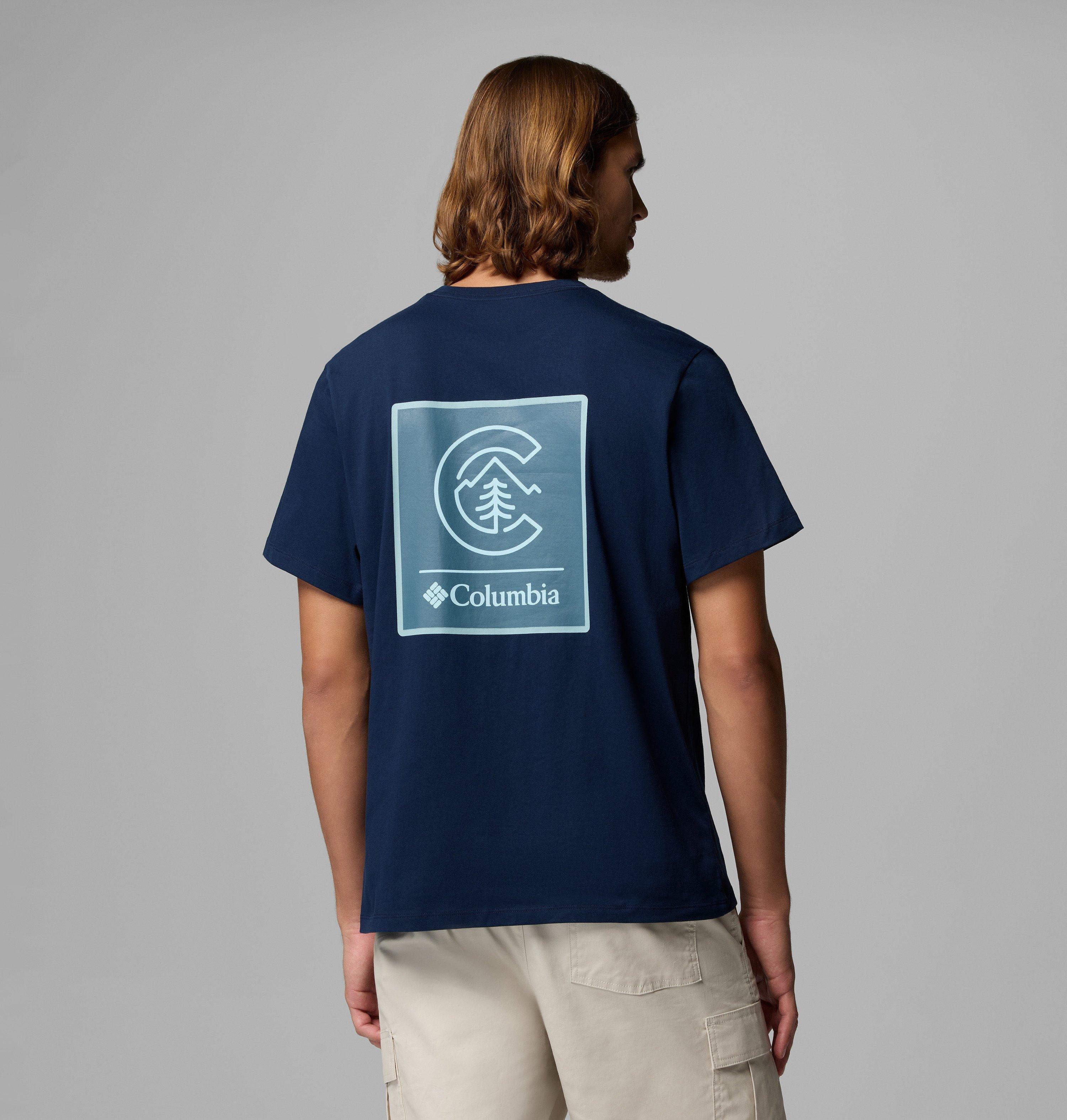 Columbia Sportswear Men's Blue Columbia - Csc™ Logo Organic Cotton T-Shirt - Collegiate Navy, Linework C Badge Extra Large