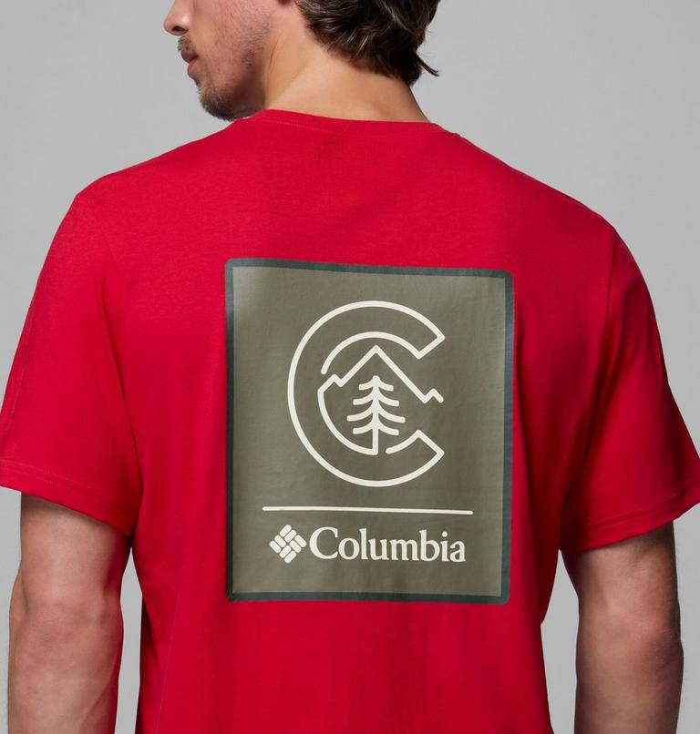 Men's CSC Logo Organic Cotton T-Shirt, Color: Mountain Red, Linework C Badge, image 6
