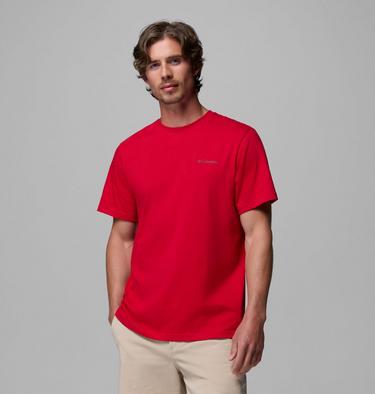 T-shirt en Coton Biologique avec Logo CSC Homme, Color: Mountain Red, Linework C Badge, image 31