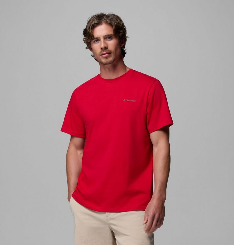 Men's CSC Logo Organic Cotton T-Shirt, Color: Mountain Red, Linework C Badge, image 3