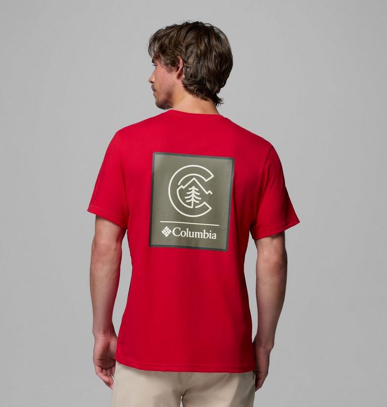 Men's CSC Logo Organic Cotton T-Shirt, Color: Mountain Red, Linework C Badge, image 1
