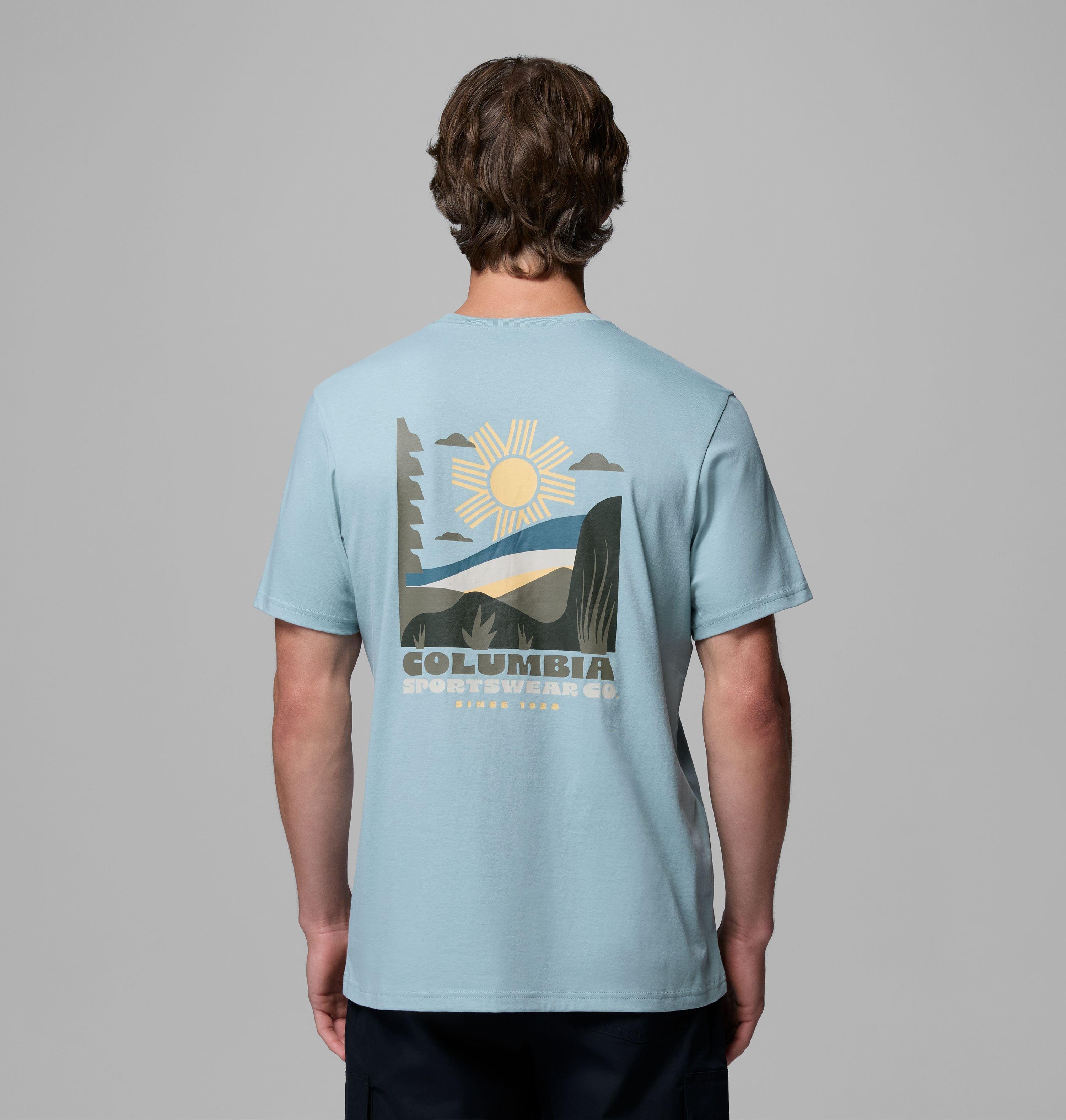 Columbia Sportswear Men's Blue Columbia - Csc™ Outdoor Organic Cotton T-Shirt - Crushed Shining Landscape Large