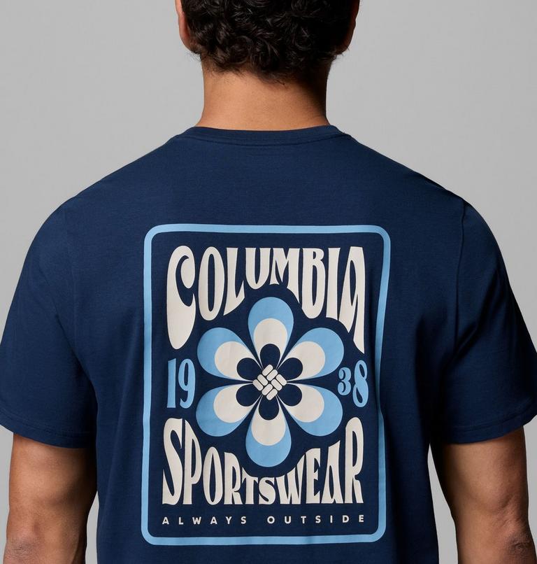 Men's CSC Outdoor Organic Cotton T-Shirt, Color: Collegiate Navy, Flower Power Badge, image 6