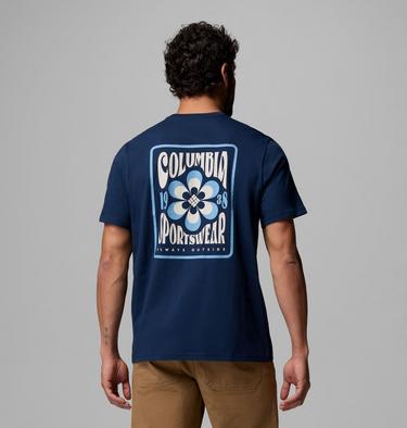 Men's CSC Outdoor Organic Cotton T-Shirt, Color: Collegiate Navy, Flower Power Badge, image 13