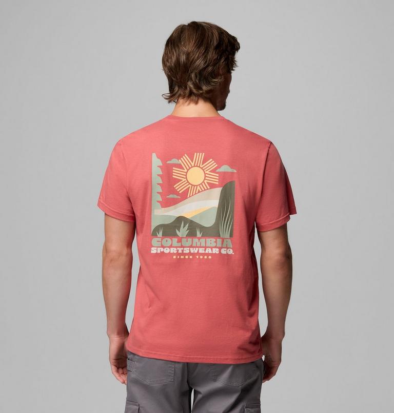 Men's CSC Outdoor Organic Cotton T-Shirt, Color: Washed Red, Shining Landscape, image 1