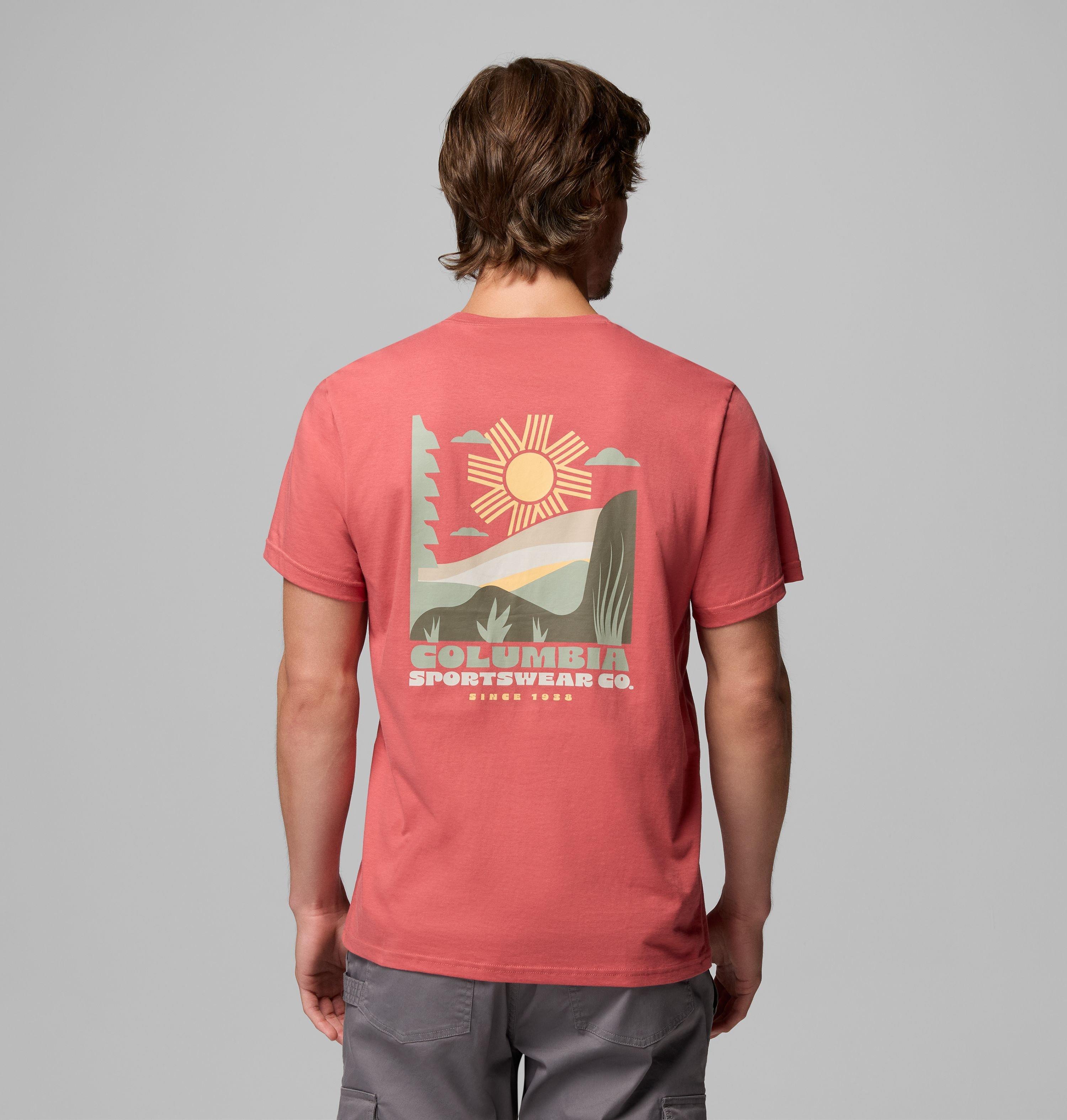 Columbia Sportswear Men's Red Columbia - Csc™ Outdoor Organic Cotton T-Shirt - Washed Shining Landscape Extra Large