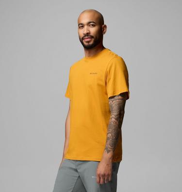 Men's CSC Outdoor Organic Cotton T-Shirt, Color: Squash, Flower Power Badge, image 4