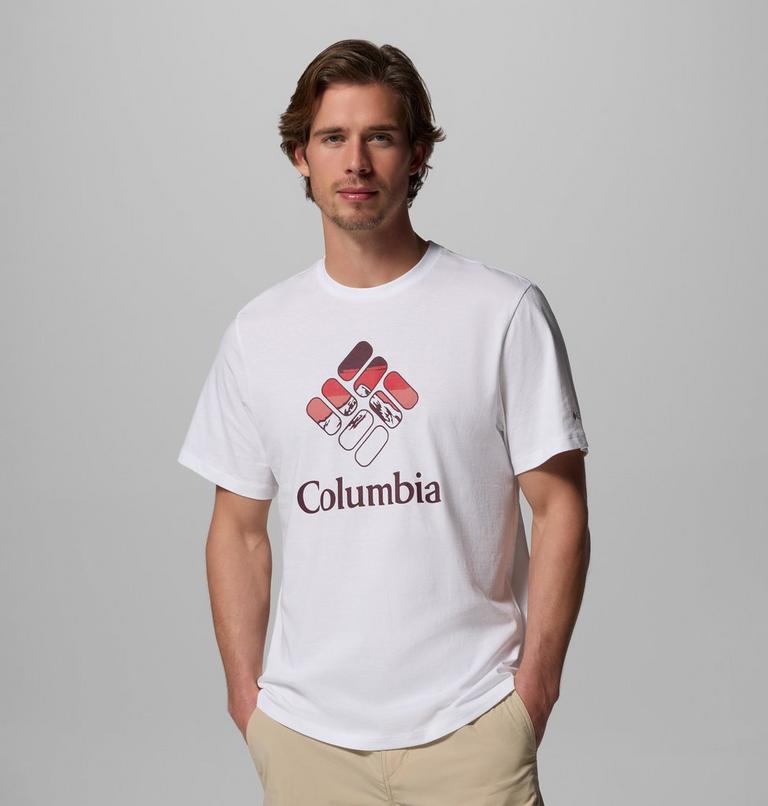 Men's Organic Cotton Graphic T-Shirt, Color: White, Heavenly Stacked Gem, image 1