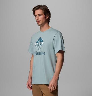 Men's Organic Cotton Graphic T-Shirt, Color: Crushed Blue, Heavenly Stacked Gem, image 8