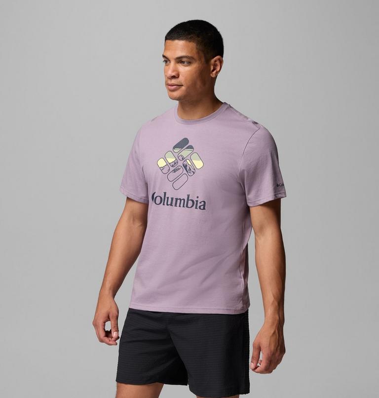 Men's Organic Cotton Graphic T-Shirt, Color: Shale Purple, Heavenly Stacked Gem, image 4