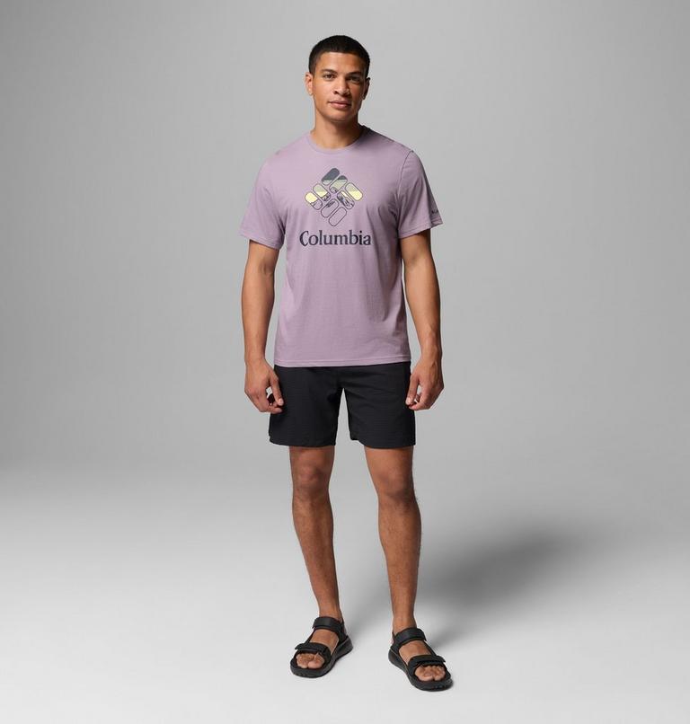 Men's Organic Cotton Graphic T-Shirt, Color: Shale Purple, Heavenly Stacked Gem, image 2