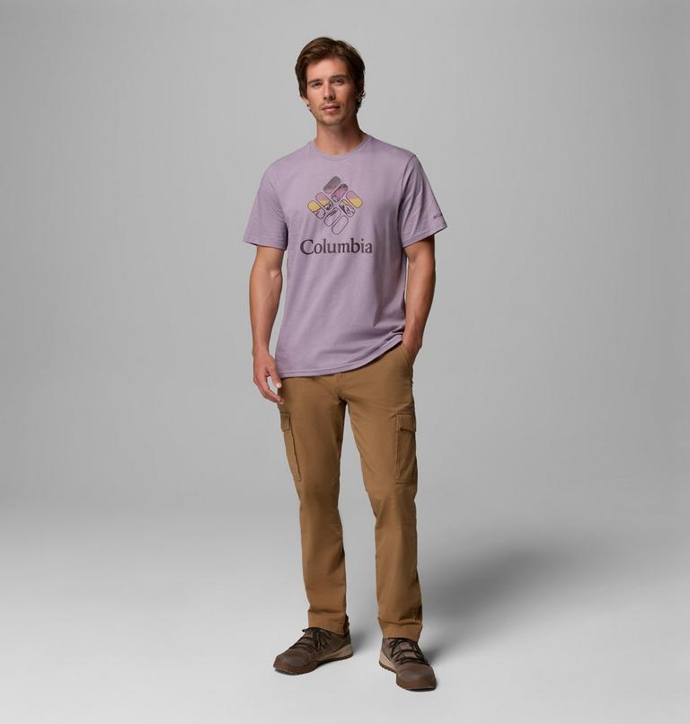 Men's Organic Cotton Graphic T-Shirt, Color: Shale Purple, Heavenly Stacked Gem, image 2