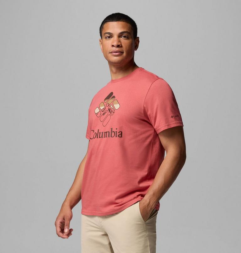 Men's Organic Cotton Graphic T-Shirt, Color: Washed Red, Heavenly Stacked Gem, image 4