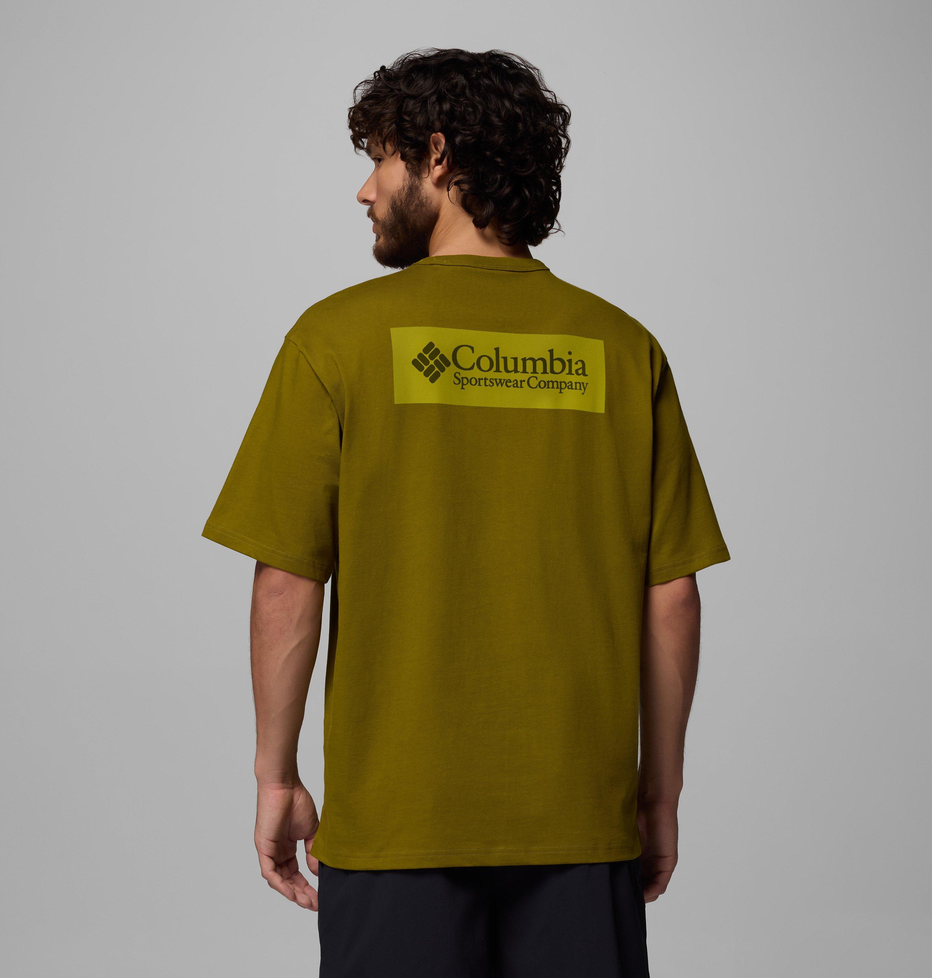 Columbia Sportswear Men's Green Columbia - Csc™ Heavyweight Iconic T-Shirt - Mossy Csc Box Logo Medium
