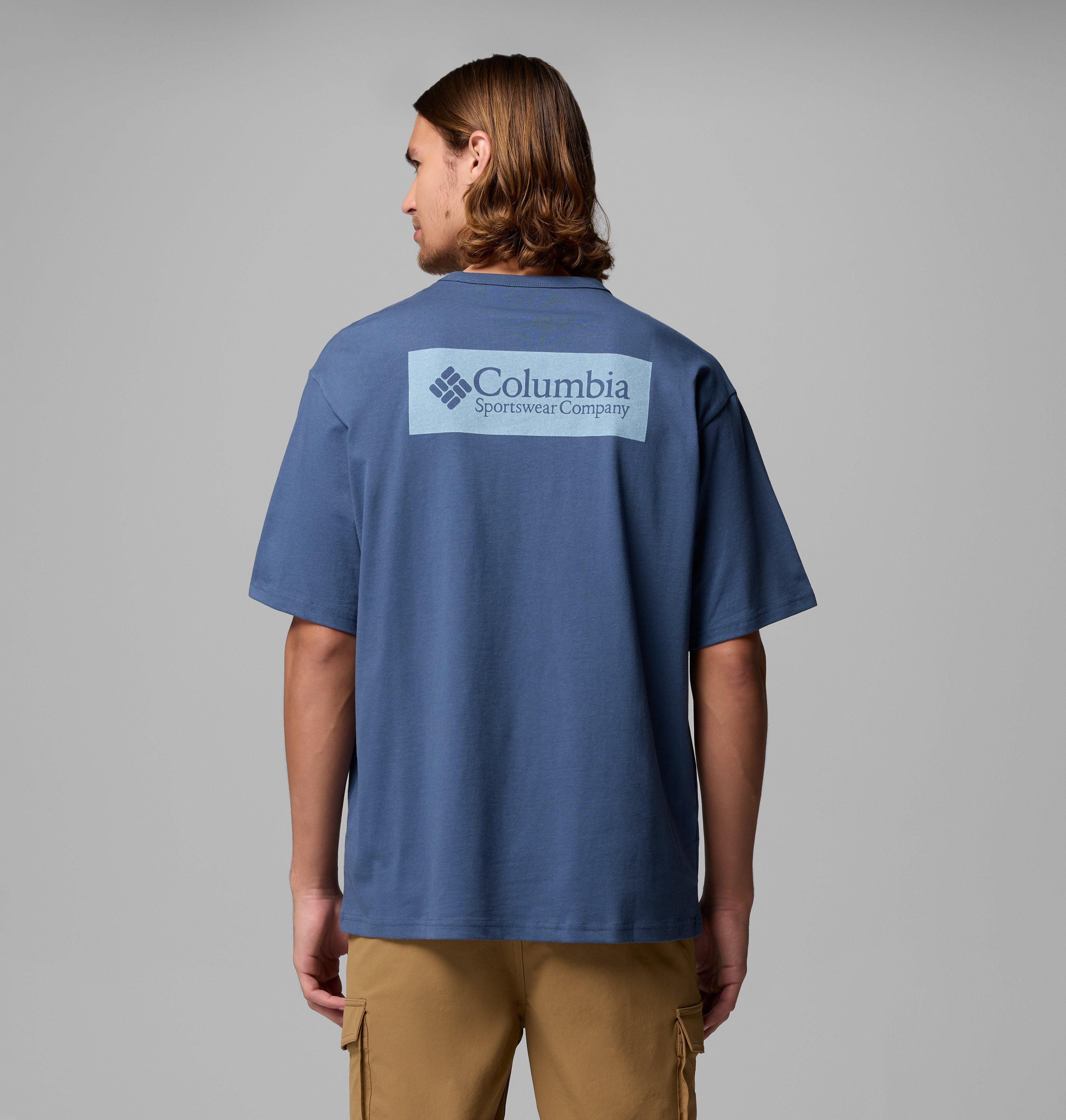 Columbia Sportswear Men's Blue Columbia - Csc™ Heavyweight Iconic T-Shirt - Dark Mountain, Csc Box Logo Extra Large