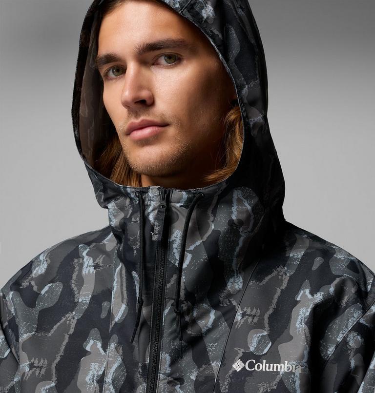 Men's Spire Valley Novelty Hooded Windbreaker, Color: Black Treebark, Black, image 6