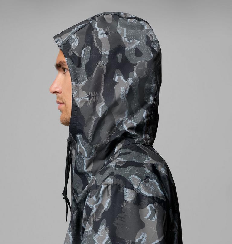 Men's Spire Valley Novelty Hooded Windbreaker, Color: Black Treebark, Black, image 7