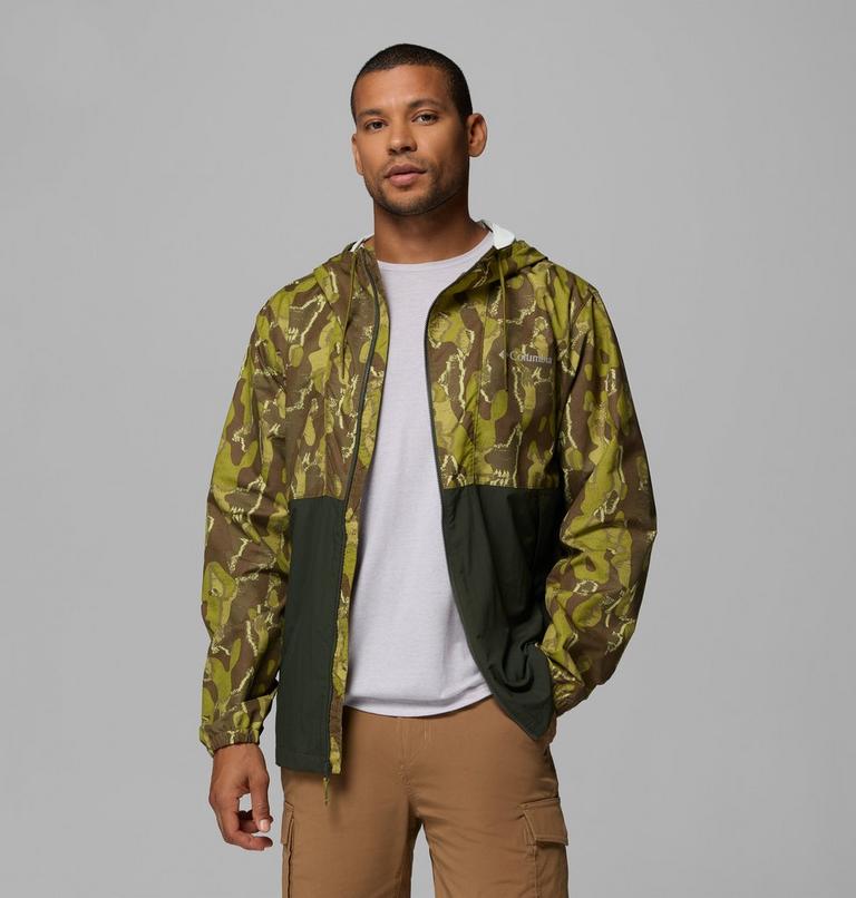 Men's Spire Valley Novelty Hooded Windbreaker, Color: Mossy Green Treebark, Greenscape, image 5