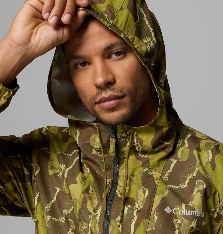 Men's Spire Valley Novelty Hooded Windbreaker, Color: Mossy Green Treebark, Greenscape, image 6