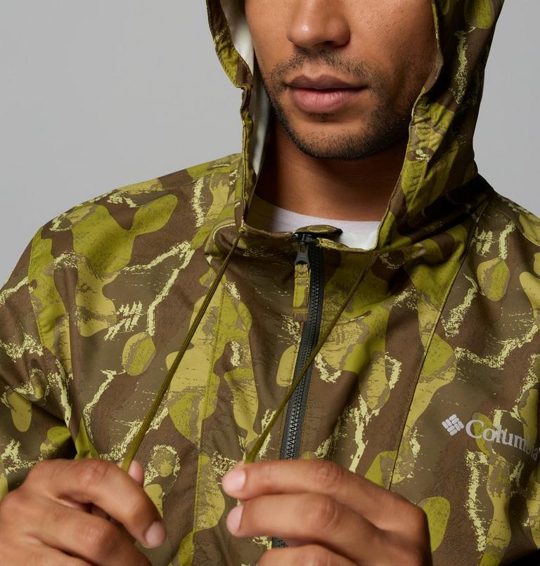 Men's Spire Valley Novelty Hooded Windbreaker, Color: Mossy Green Treebark, Greenscape, image 8