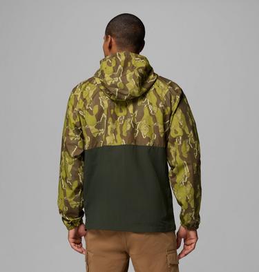 Men's Spire Valley Novelty Hooded Windbreaker, Color: Mossy Green Treebark, Greenscape, image 11