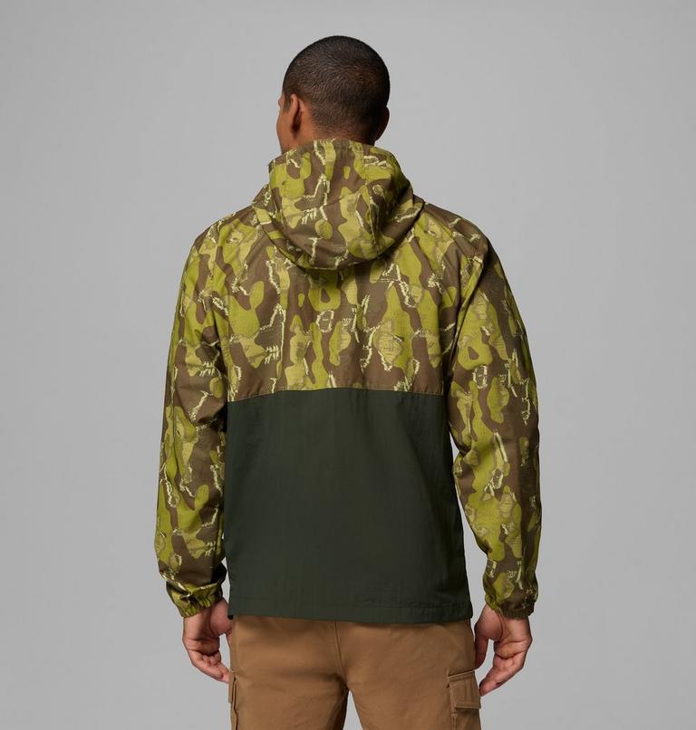Men's Spire Valley Novelty Hooded Windbreaker, Color: Mossy Green Treebark, Greenscape, image 3