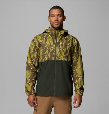Men's Spire Valley Novelty Hooded Windbreaker, Color: Mossy Green Treebark, Greenscape, image 5