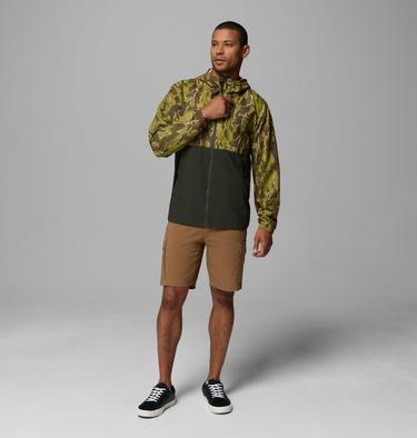 Men's Spire Valley Novelty Hooded Windbreaker, Color: Mossy Green Treebark, Greenscape, image 6