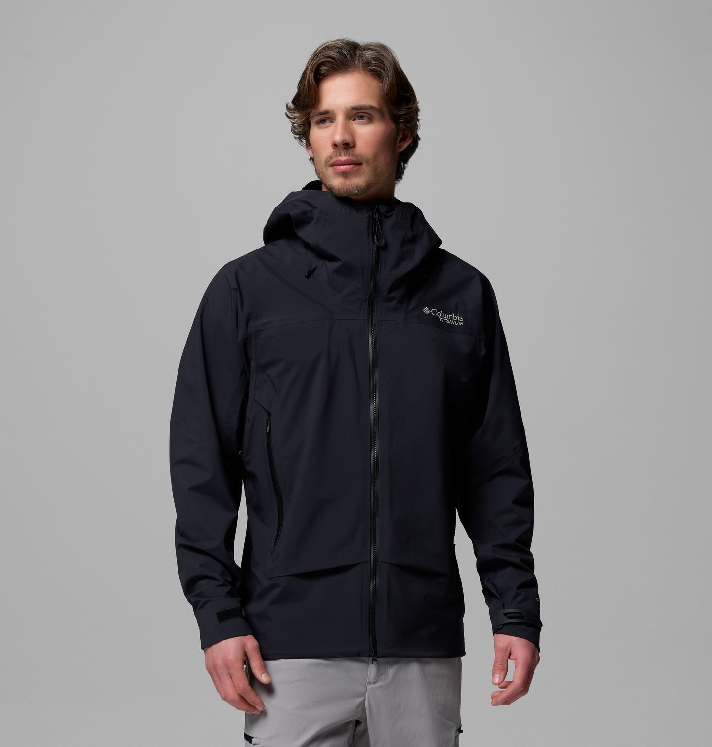 Мужские куртки Columbia Saudan Pro 3L Rain Shell, цвет: Чёрный — фото 1