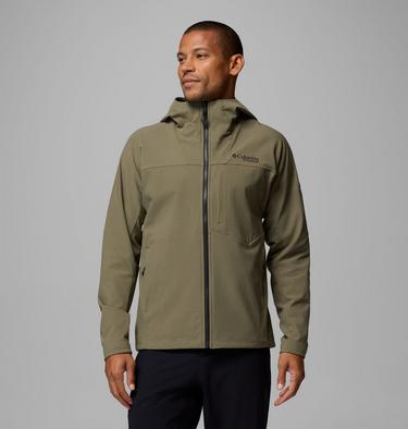 Men's Tennent Mountain Hooded Softshell Jacket, Color: Stone Green, image 1