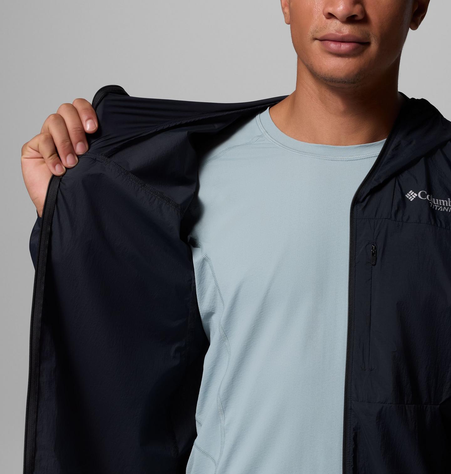 Мужская куртка Columbia Khyex Pro Wind Jacket, цвет: Чёрный — фото 4