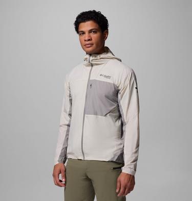 Men's Khyex Pro Hooded Windbreaker, Color: Dark Stone, Ti Titanium, image 4