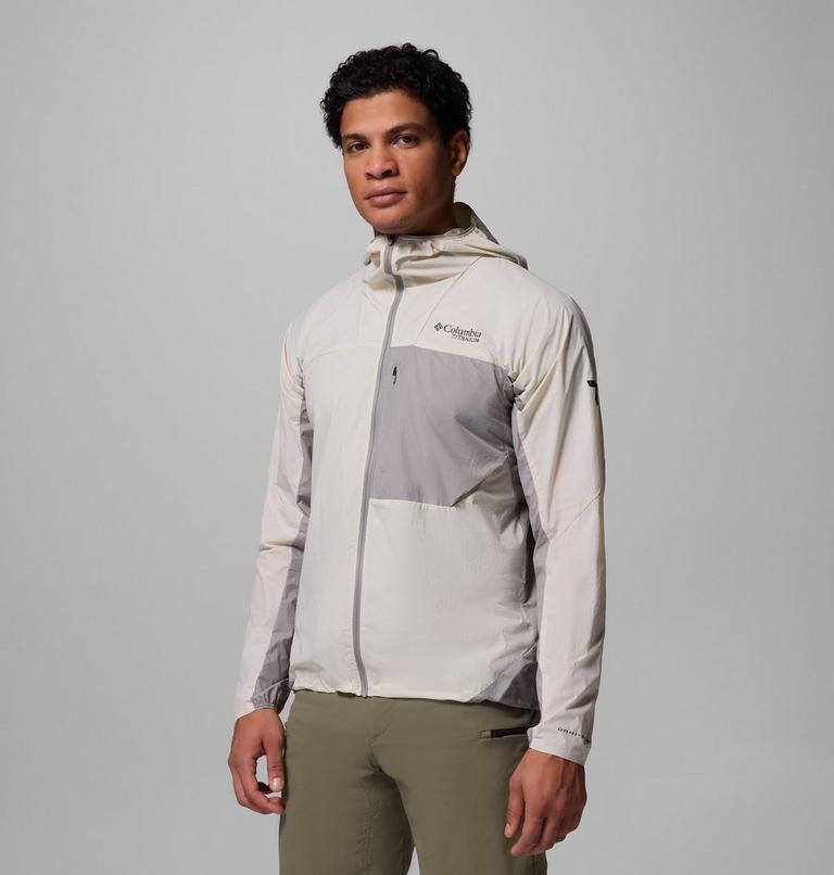 Men's Khyex Pro Hooded Windbreaker, Color: Dark Stone, Ti Titanium, image 4