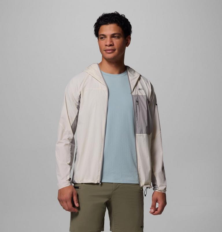 Men's Khyex Pro Hooded Windbreaker, Color: Dark Stone, Ti Titanium, image 5