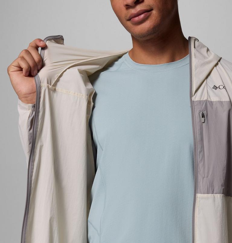 Men's Khyex Pro Hooded Windbreaker, Color: Dark Stone, Ti Titanium, image 6