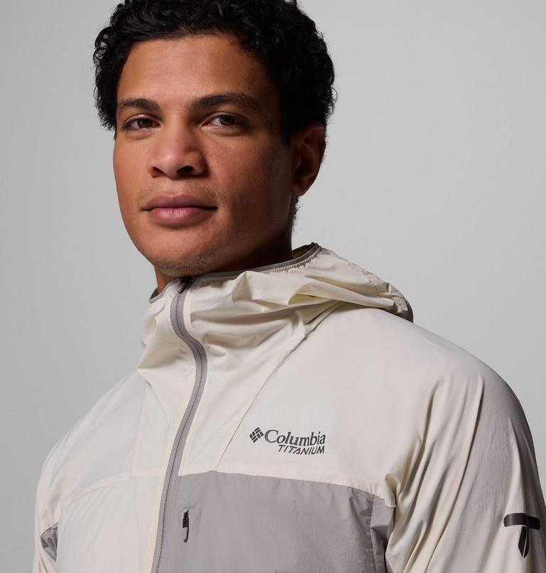 Men's Khyex Pro Hooded Windbreaker, Color: Dark Stone, Ti Titanium, image 7