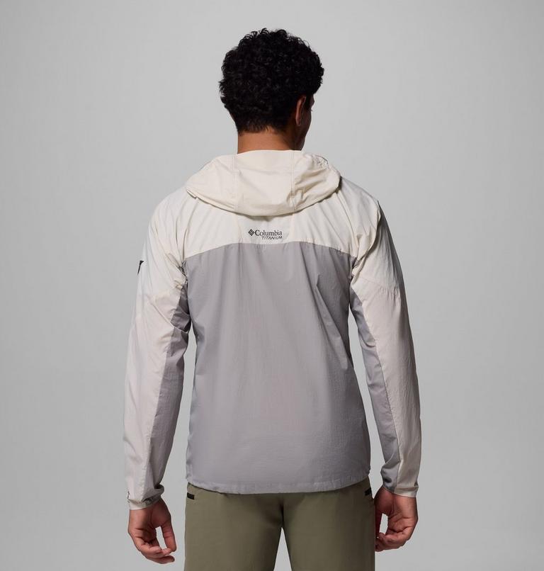 Men's Khyex Pro Hooded Windbreaker, Color: Dark Stone, Ti Titanium, image 3