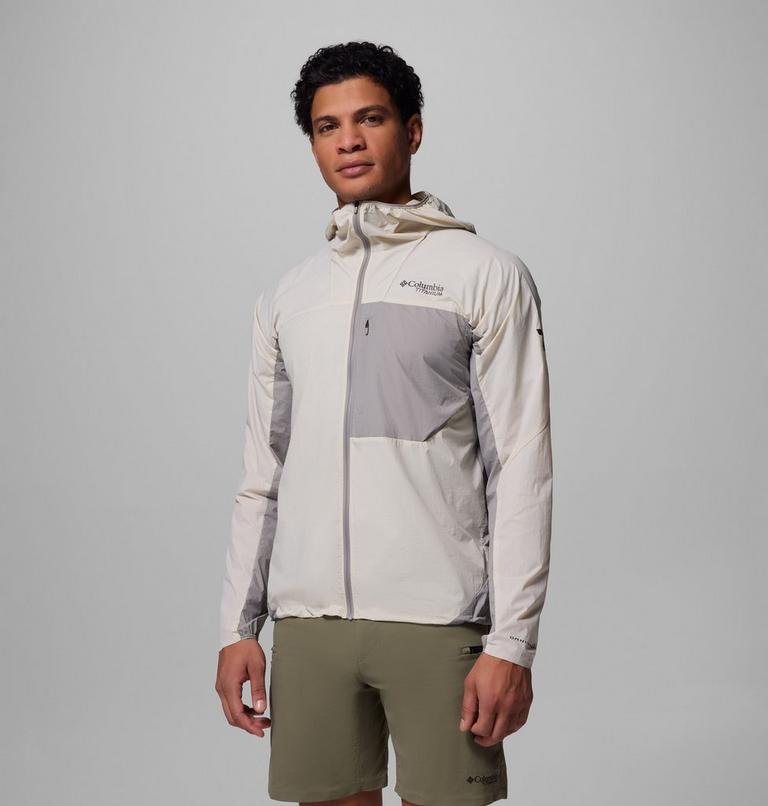 Men's Khyex Pro Hooded Windbreaker, Color: Dark Stone, Ti Titanium, image 1
