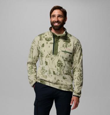 Men's CSC x Disney Half Snap Sherpa Fleece, Color: Light Aloe, image 1