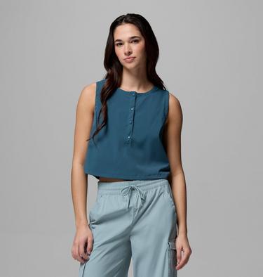 Women's Chill Creek Short Sleeve Woven Tank, Color: Everblue, image 5