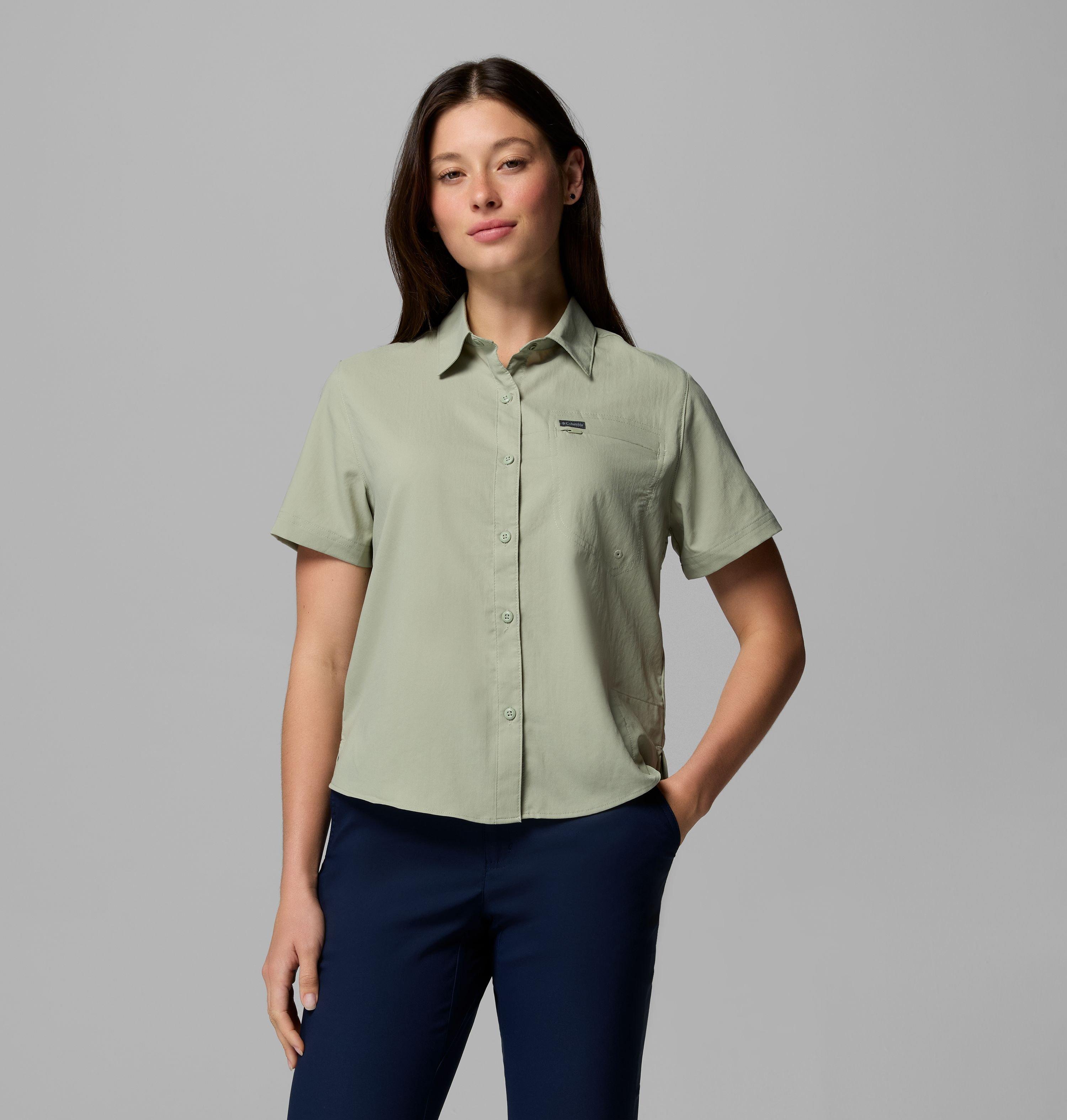 Columbia Sportswear Women's Green Columbia - Silver Ridge™ Utility Ii Recycled Short Sleeve Shirt - Safari Small